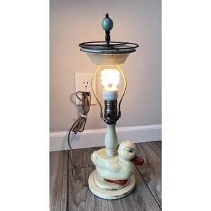 Vintage 30s 40s Danish Duck Wood Lamp Light Music Box Children Nursery